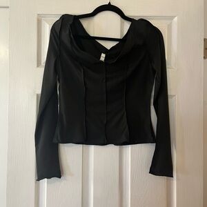 Elana NWT black off the shoulder seam detail goth romantic clubbing